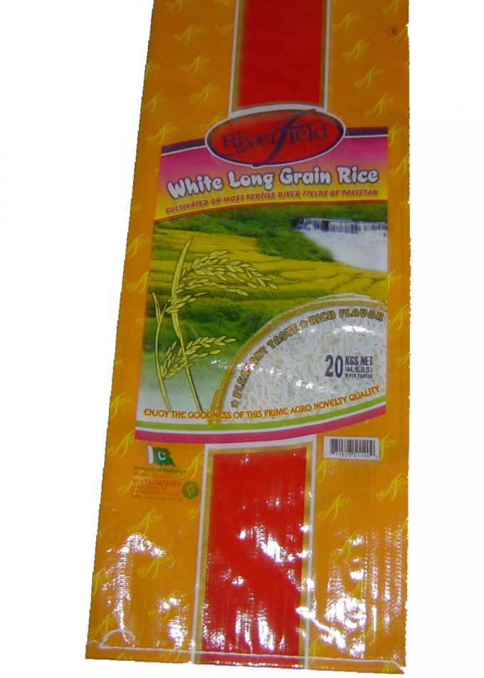 25Kg / 50Kg Double Stitched PP Woven Rice Bag , Bopp Rice Packaging Bags