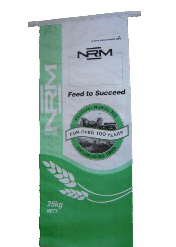 PP Woven Laminated Animal Feed Bags , 15kg Empty Feed Bags Double Stitched