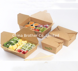 China 350g food grade cardboard white paper salad box with plastic handle supplier