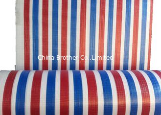 China Red Blue Striped PP Woven Fabric With 700D - 1000D supplier