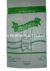China Anti Slip White Polypropylene Flour Packaging Bags , Printed Flour Sacks 50kg supplier
