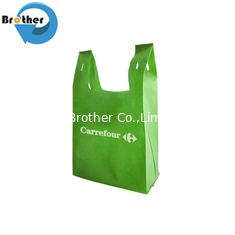 China Cheap Eco-Friendly Reusable W Cut T Shirt Vest PP Non Woven Supermarket Tote Grocery Shopping Carry Gift Bag for Sale supplier