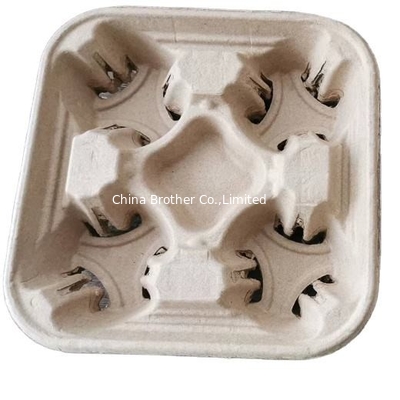 4 Cups Disposable Compostable Durable Drink Carrier for Hot or Cold Drinks To Go Coffee Cup Holder for Food Delivery Ser supplier