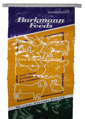 PP Woven Laminated Animal Feed Bags , 15kg Empty Feed Bags Double Stitched supplier