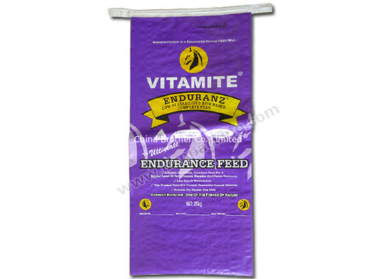 Heavy Duty Woven Custom Printed Feed Bags , PP Feed Bags Tear Resistant supplier