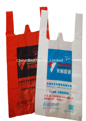 Square Bottom Polythene Plastic Shopping Bags with Loop Handle Recyclable supplier