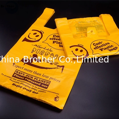 Yellow Plastic Garbage HDPE Custom Compostable T Shirt Bags Packaging Plastic Bag Poly Bag Holder supplier