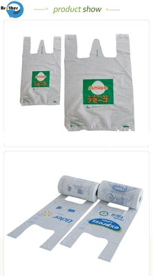 Eco Friendly Heavy Duty Strong Custom Supermarket Shopping Striped Plastic T-Shirt Bag supplier
