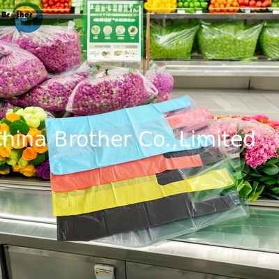 Eco Friendly Heavy Duty Strong Custom Supermarket Shopping Striped Plastic T-Shirt Bag supplier