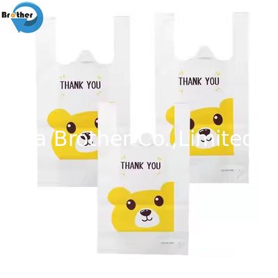 Durable Printed Logo Design LDPE HDPE Custom Thank You Plastic Shopping Bags Vest Handle Carrier Grocery Bags Plastic Bags