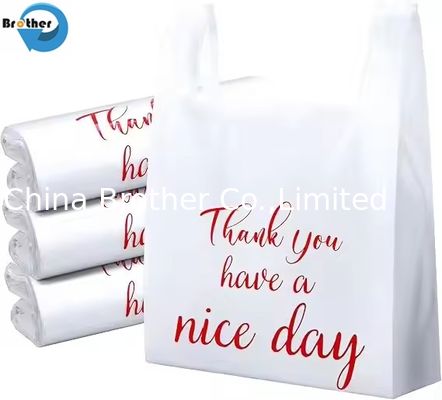 Durable Printed Logo Design LDPE HDPE Custom Thank You Plastic Shopping Bags Vest Handle Carrier Grocery Bags Plastic Bags