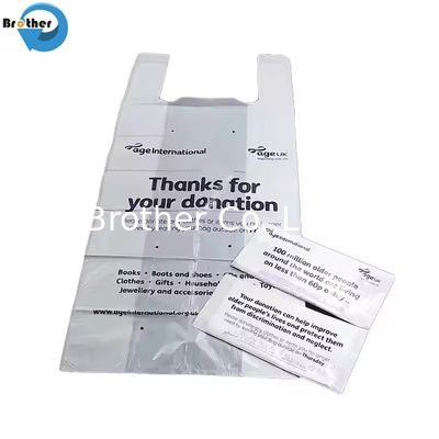 Charity Bags Durable Large Size Plastic T-Shirt Lightweight Strong Outer Pocket for Charity Donation Packaging