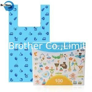 Disposable HDPE/HDPE+Epi/Biodegradable Compostable Diaper T-Shirt Handle Nappy Bags