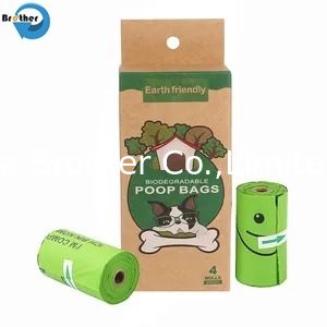 Manufacturer Wholesale Box Packed Green Bone Shape Pet Waste Bags Dog Poop Bag with Dispenser