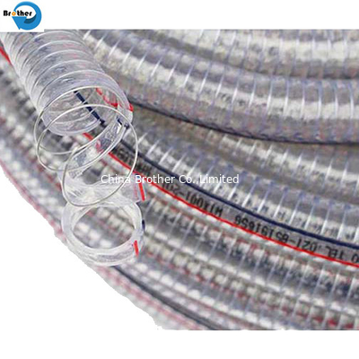 Industrial Clear Water Fuel PVC Spring Spiral Pipe Steel Wire Reinforced Delivery Hose supplier