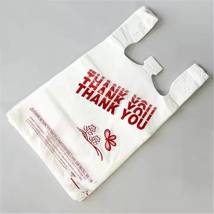 Manufacturers Wholesale Custom Printing Plastic T-Shirt Bags Disposable Food Grade T-Shirt Bags in Supermarkets