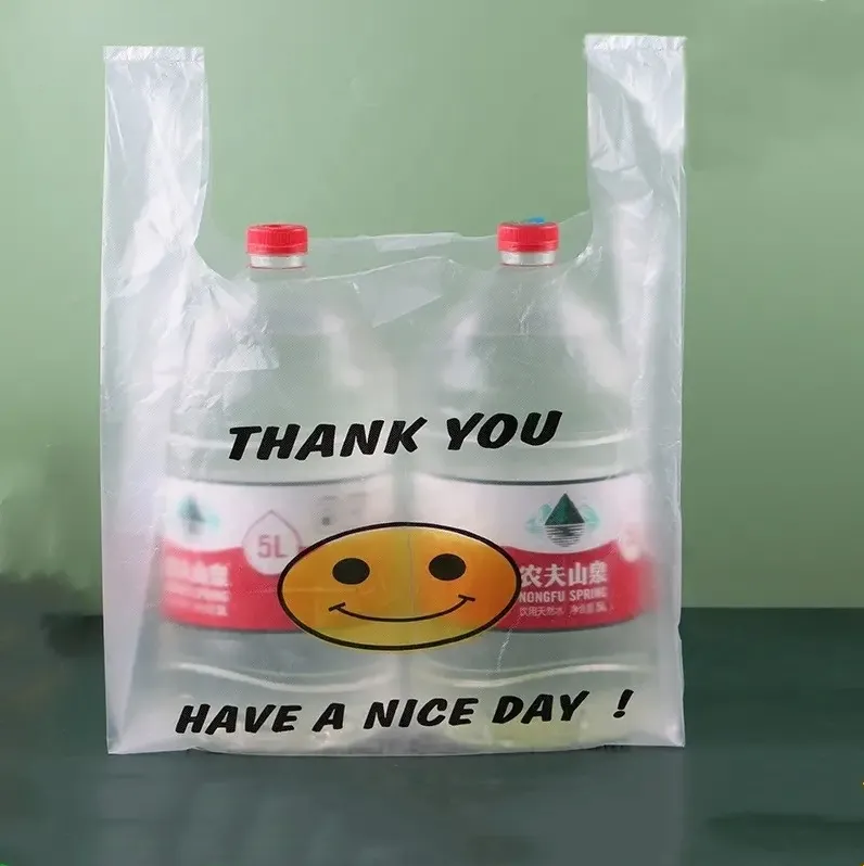 Manufacturers Wholesale Custom Printing Plastic T-Shirt Bags Disposable Food Grade T-Shirt Bags in Supermarkets