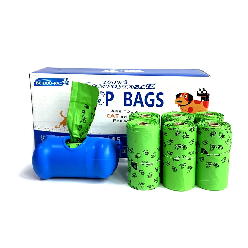 Scented Waterproof Pet Garbage Bag Portable Vest Handle Custom Printed Plastic Dog Bag