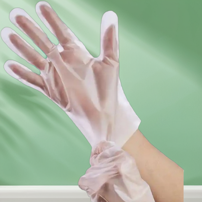 Transparent Biodegradable Disposable Gloves Middle Size 100pcs/Box for Parties 0