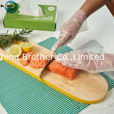 Disposable Biodegradable Compostable Plastic Gloves Customized Color for Kitchen