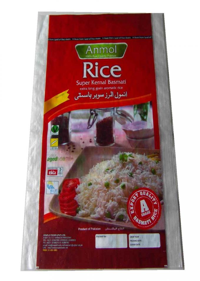 Waterproof 25kg PP Woven Rice Bag / Packaging Rice Sack 40gsm 170gsm