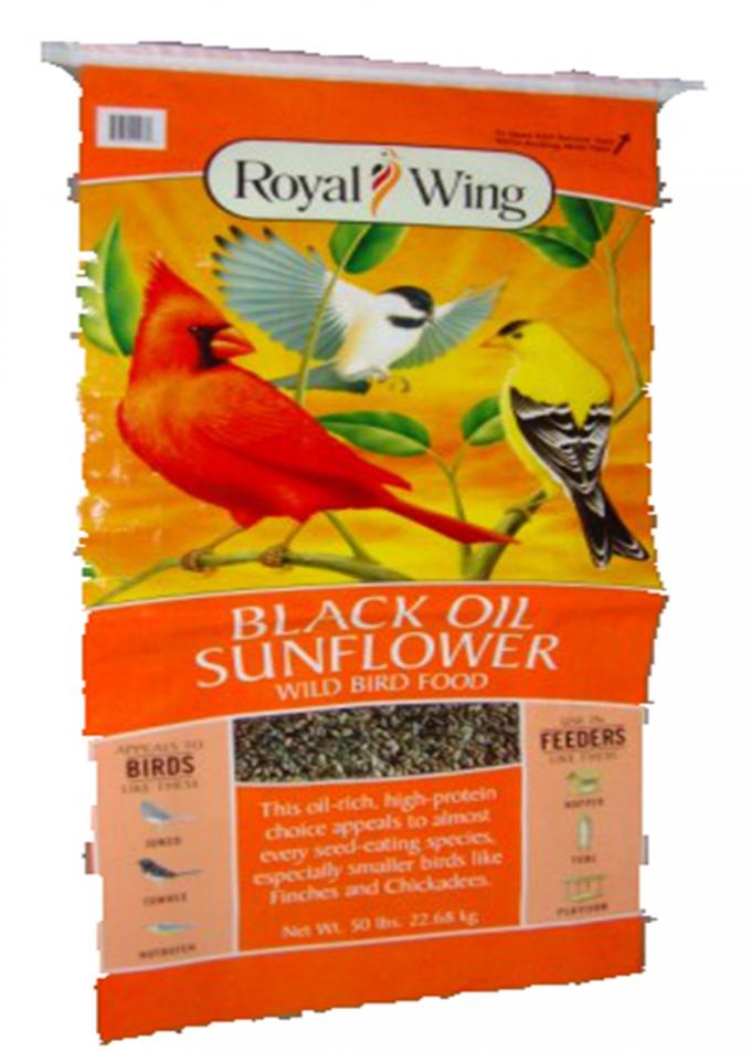 PP Woven Laminated Animal Feed Bags , 15kg Empty Feed Bags Double Stitched